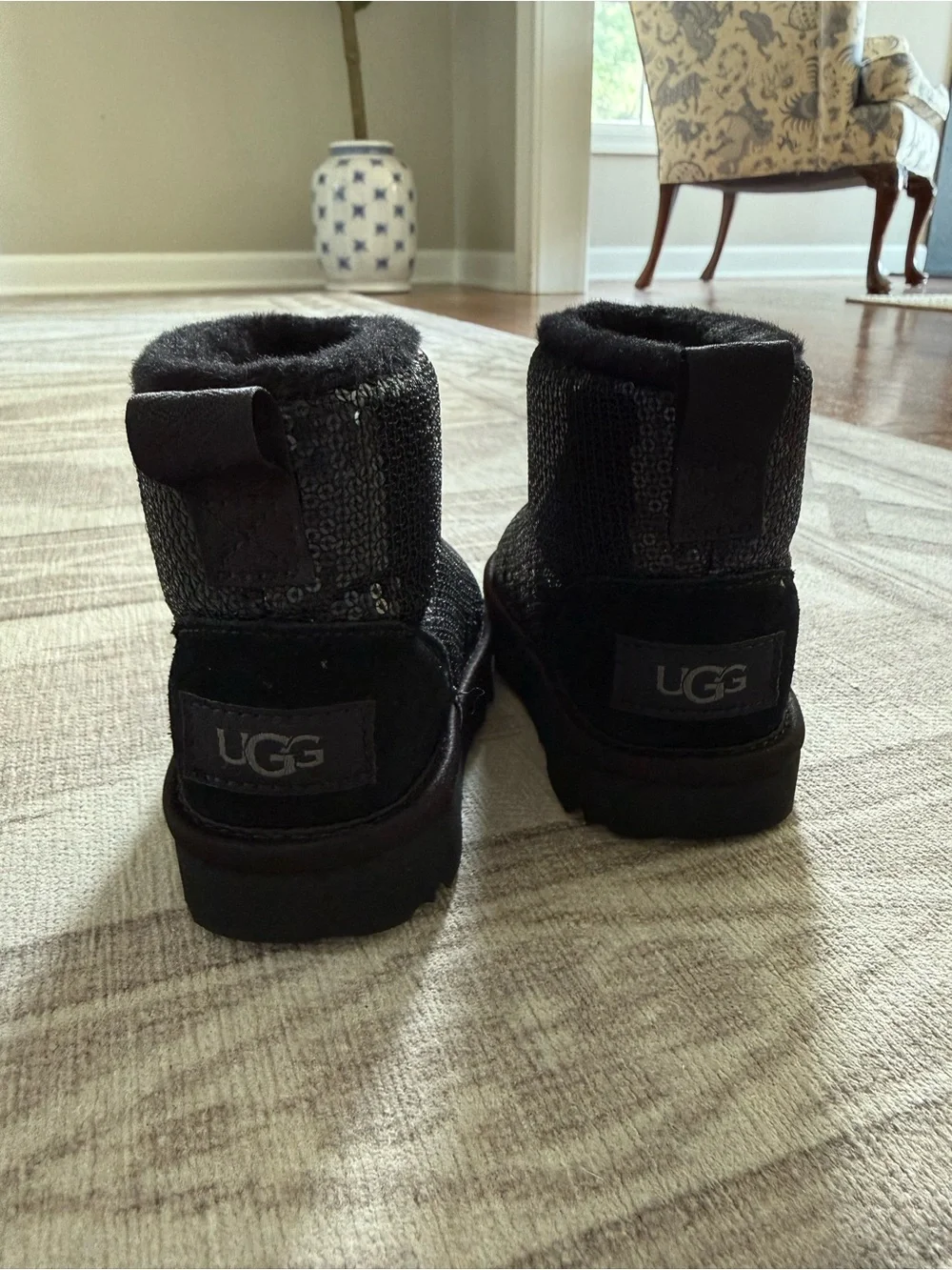 UGG Kids/Toddler Black Sequin Mini Boots